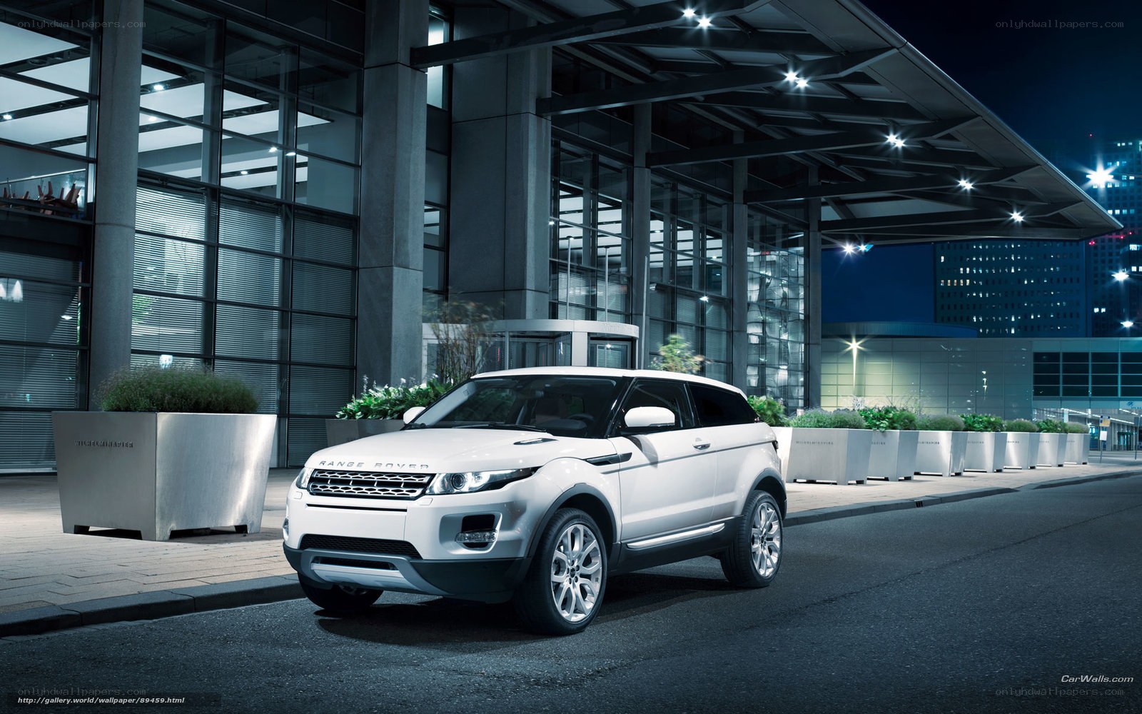 White Range Rover at night