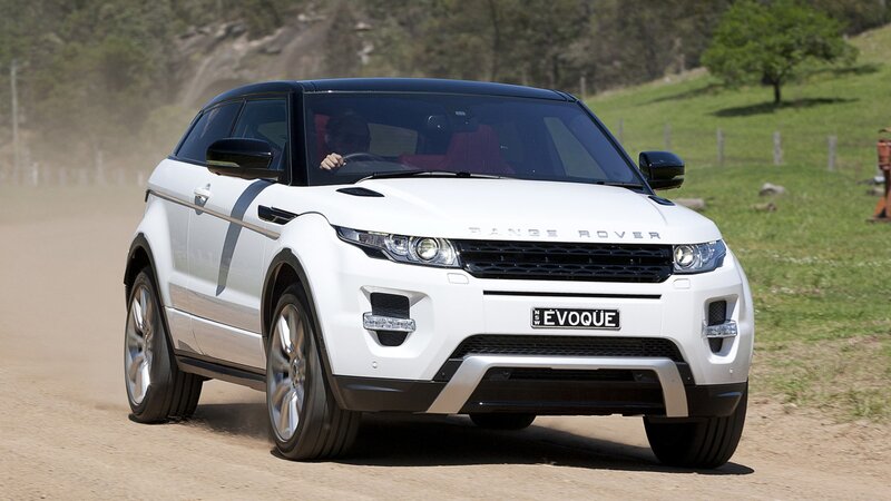 White Range Rover Evoque on dirt road