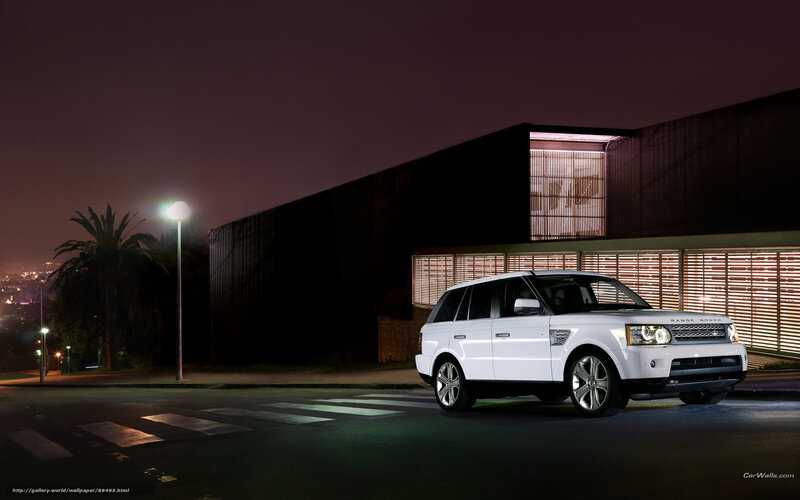 White Range Rover Suv — Dramatic, Night, Photograph, Building