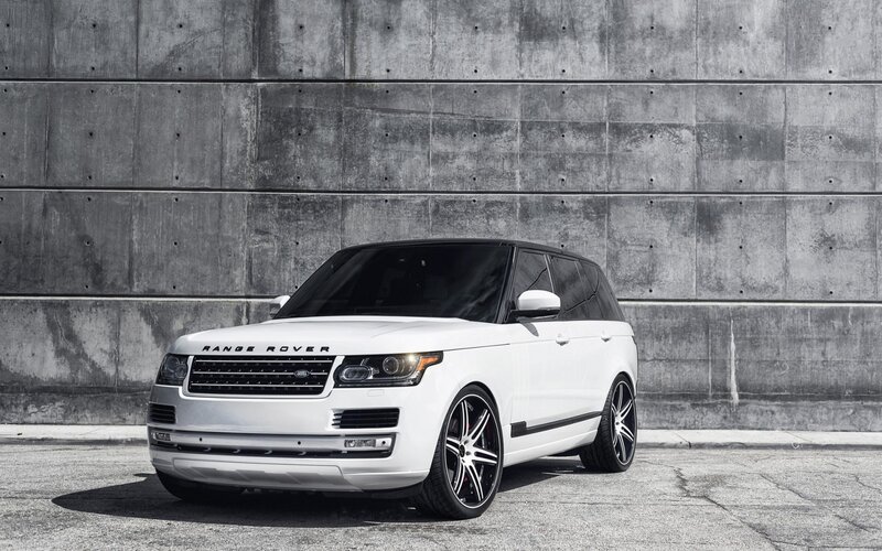 White Range Rover Suv — Dramatic, Photograph, Concrete Wall, Asphalt