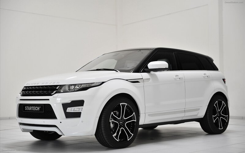 White Range Rover Suv — Neutral, Photograph, Black Wheels, Black Roof, Side Mirror