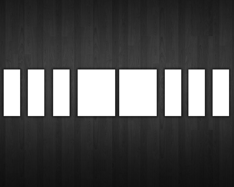 white rectangles on dark wood