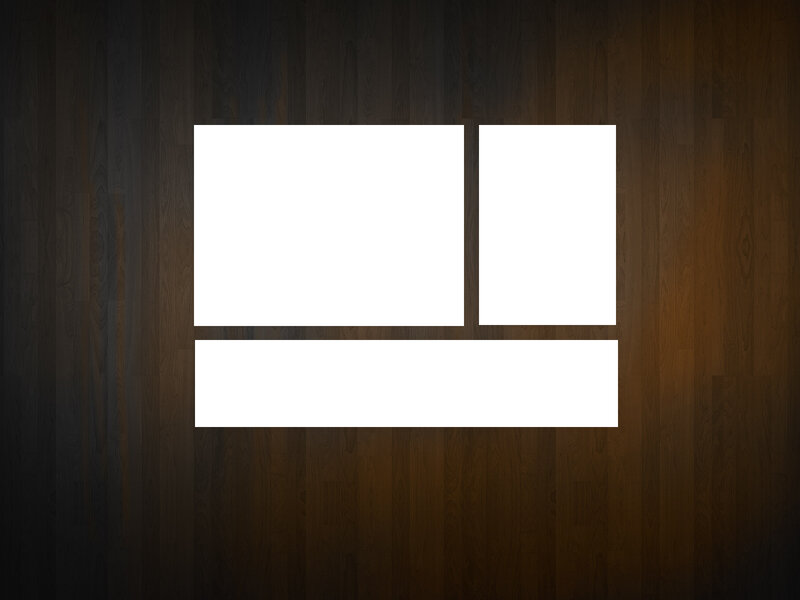 white rectangles on wood