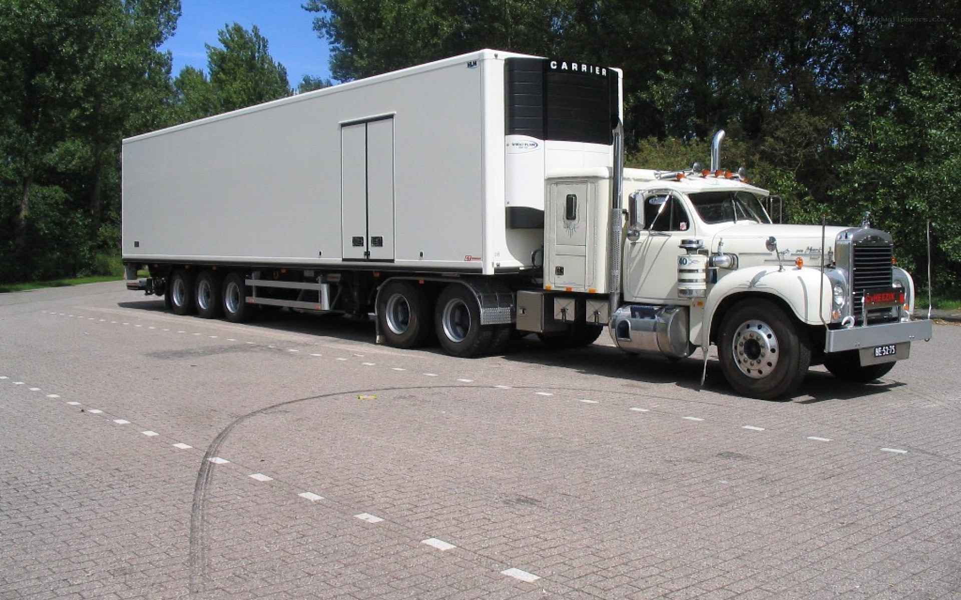 white refrigerated semi-truck