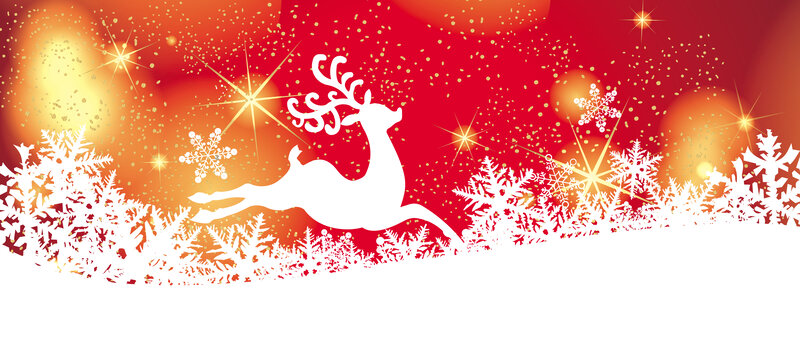 White Reindeer Silhouette — Red