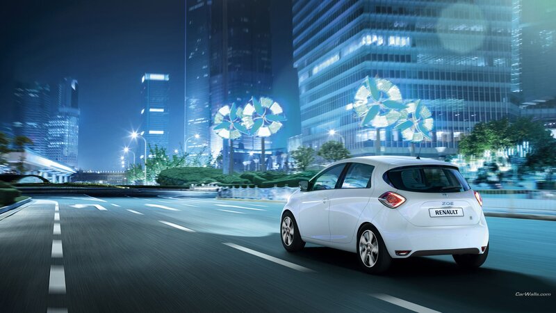 White Renault Zoe Car — Blue
