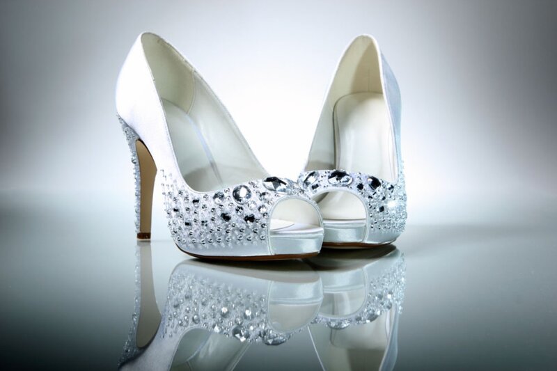 White Rhinestone Heels