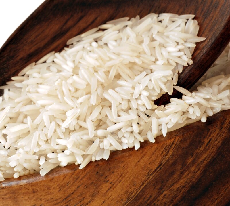 white rice in wooden bowl