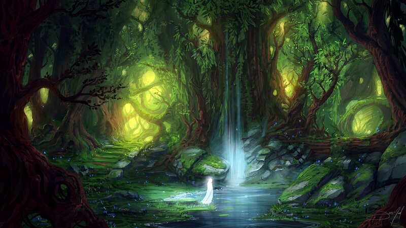 White-robed Figure in Forest