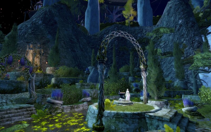 White-robed Figure in Garden