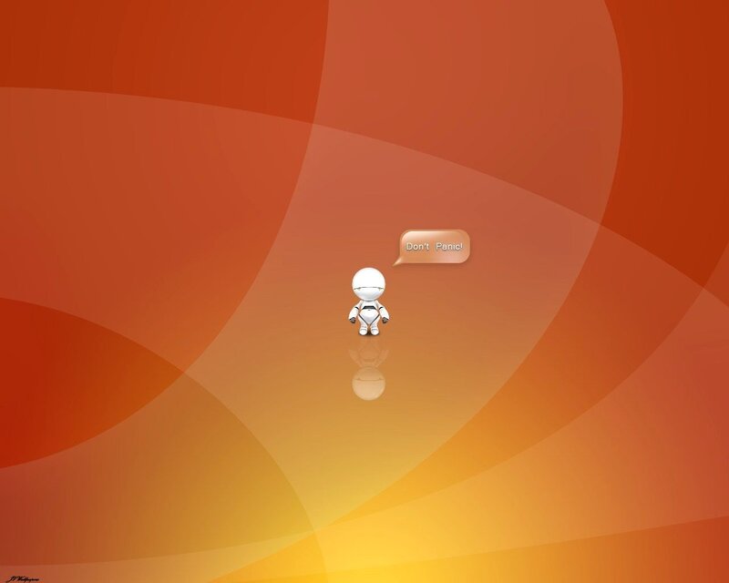 White Robot Character — Orange