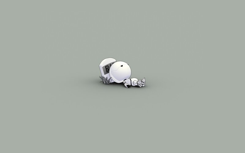 White Robot Figure — Gray