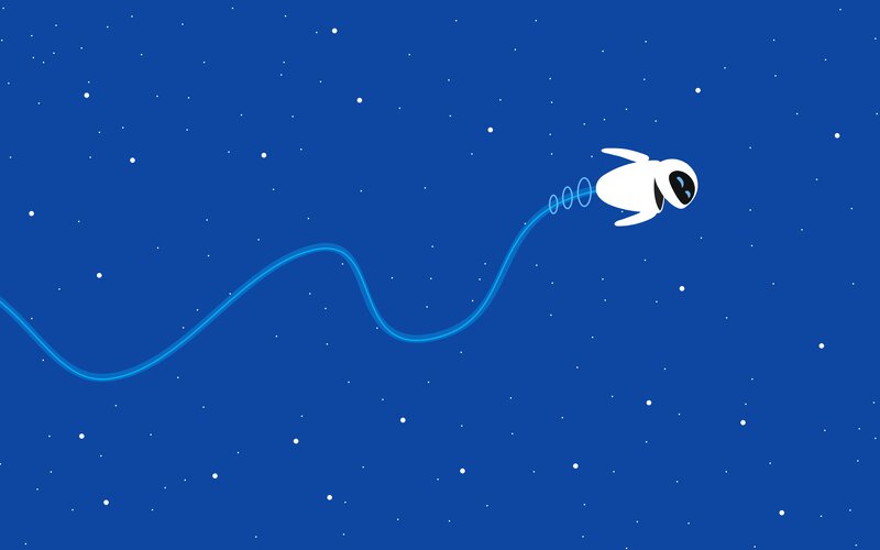 White Robot in Space — Blue, Serene
