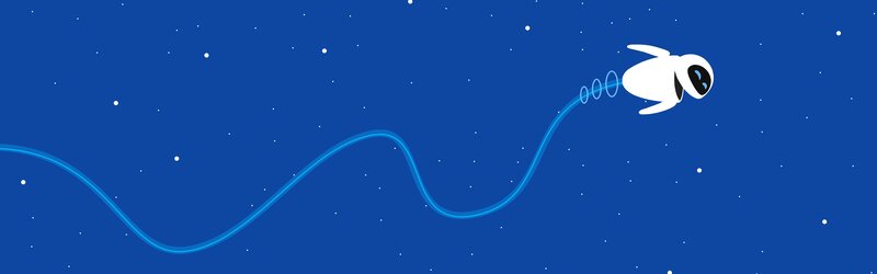 White Robot in Space — Blue