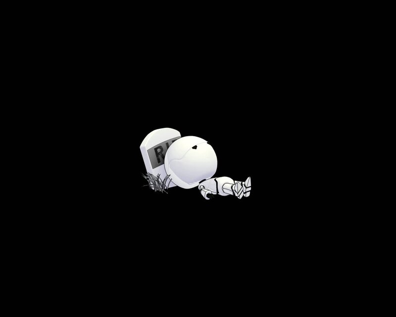 White Robot Lying Down — Black