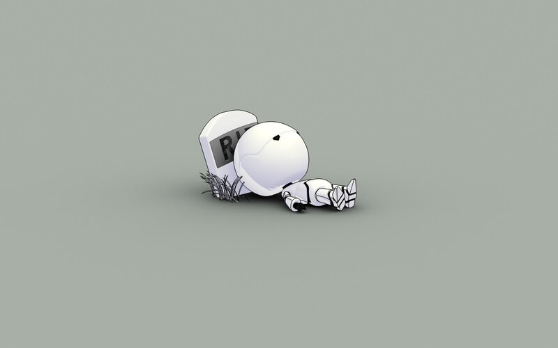 White Robot Lying Down — Gray