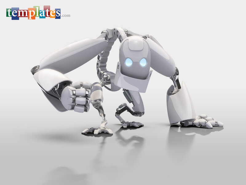 White Robot on Floor — Gray, Neutral, 3d Render, Hands