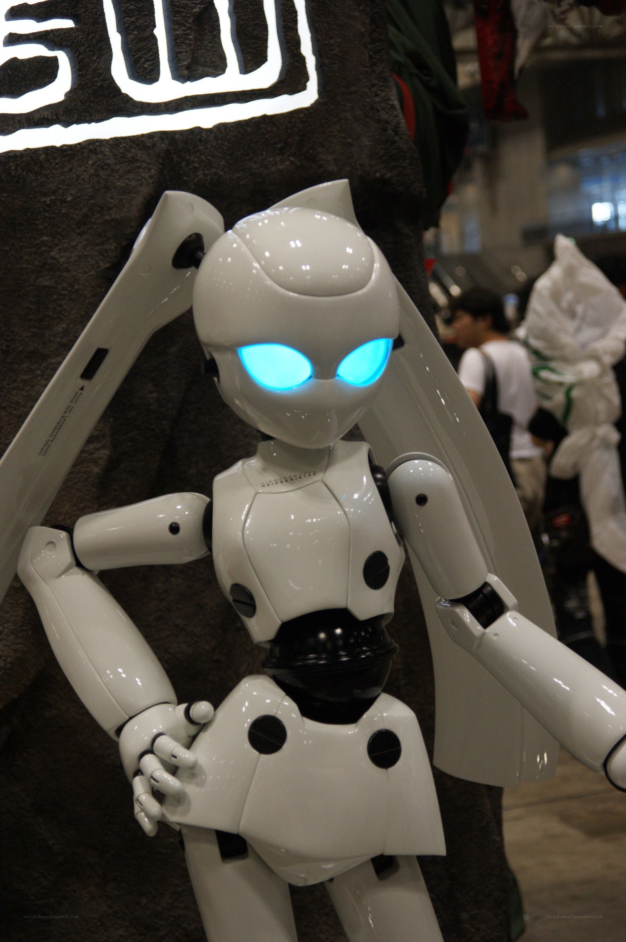 white robot with blue eyes
