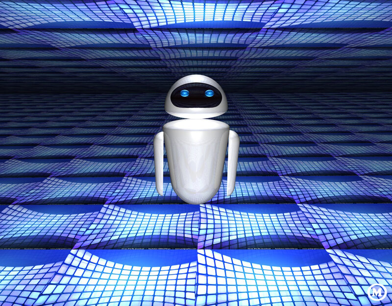 White Robot with Blue Eyes — Futuristic