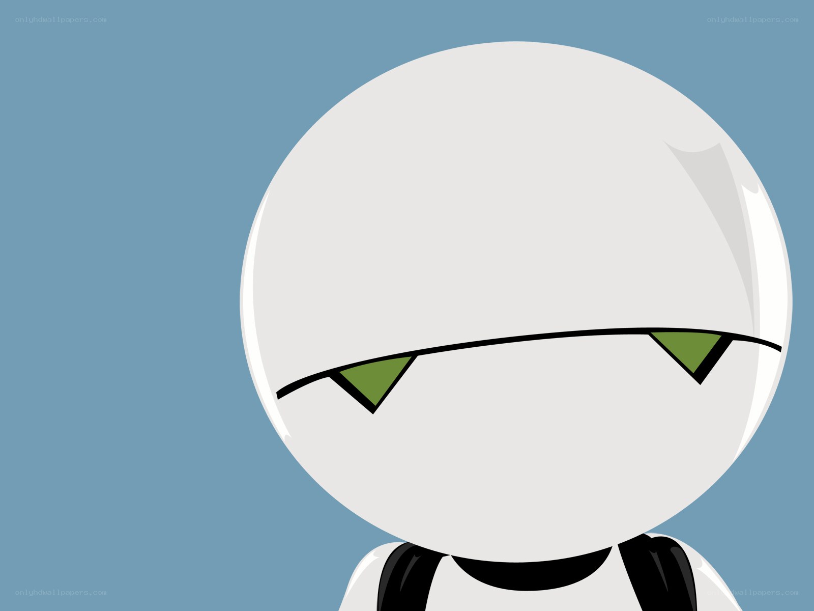 white robot with green eyes