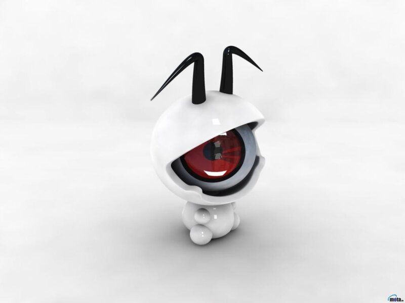 white robot with red eye