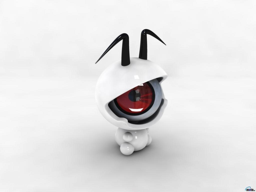 white robot with red eye