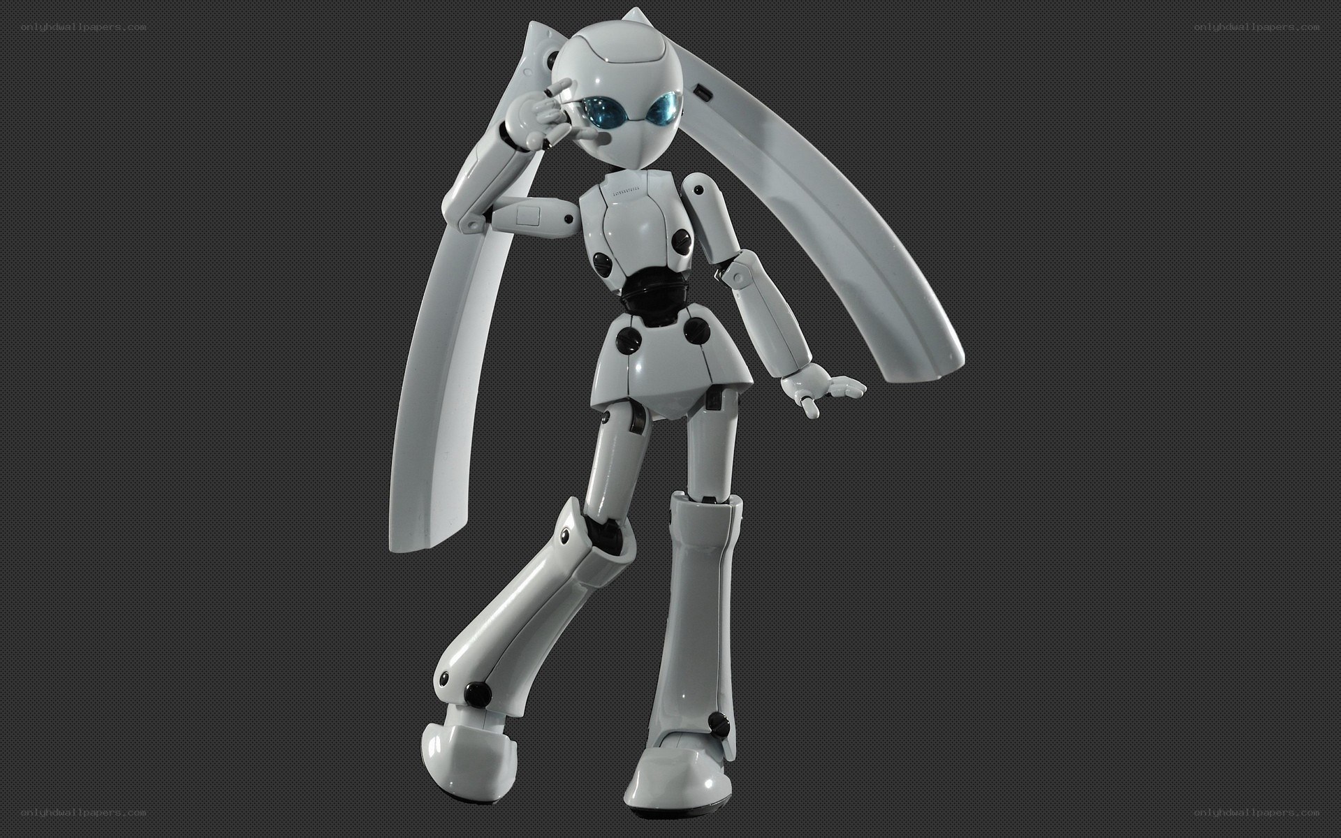 white robot with wing-like arms