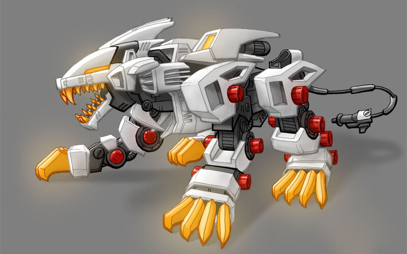 White Robotic Lion — Gray