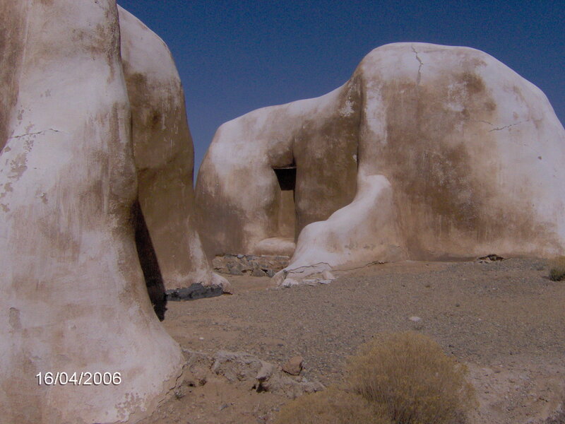 White rock formations in desert
