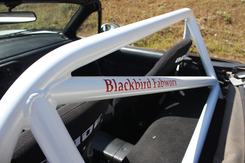 White roll cage in car interior