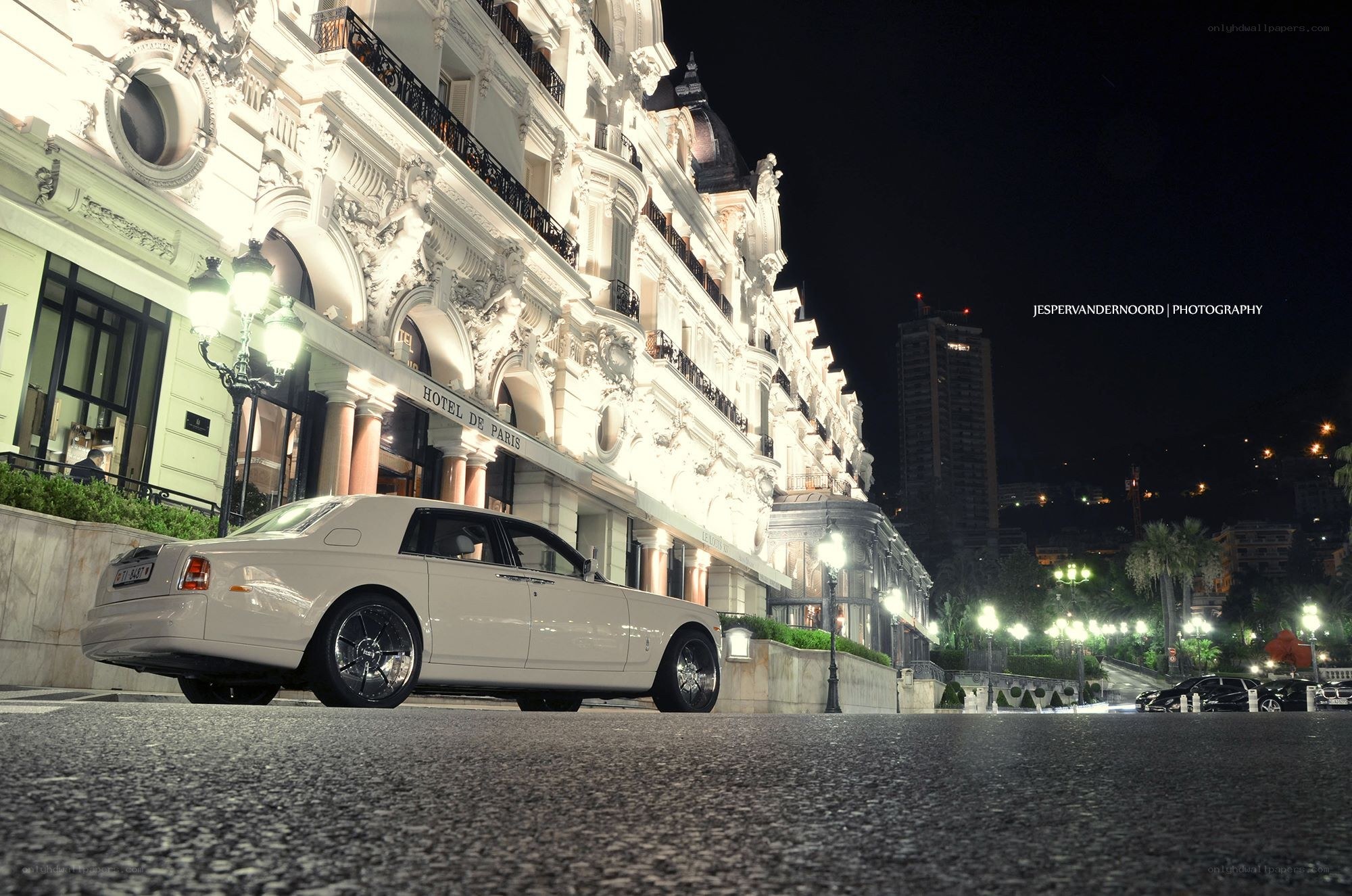 White Rolls-Royce at Hotel de Paris
