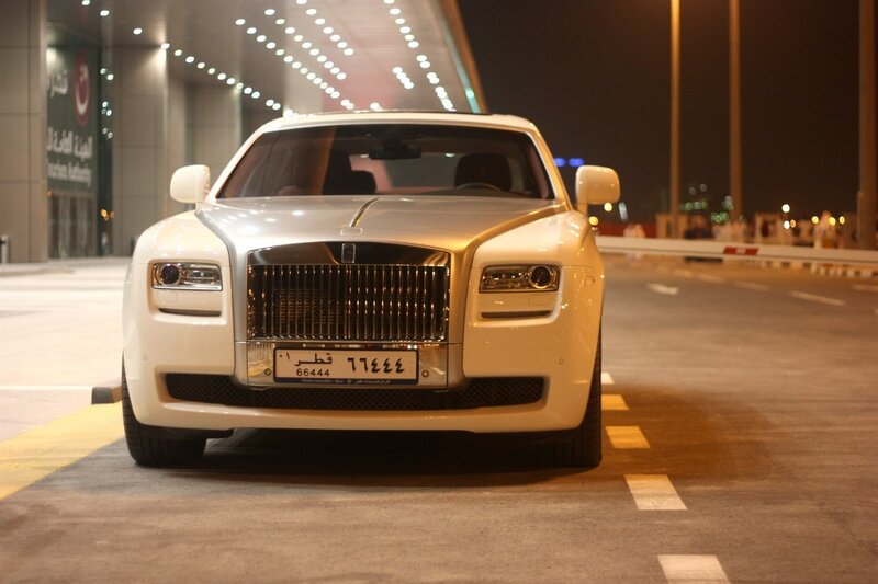 White Rolls-Royce Car — Dramatic, Night, Photograph