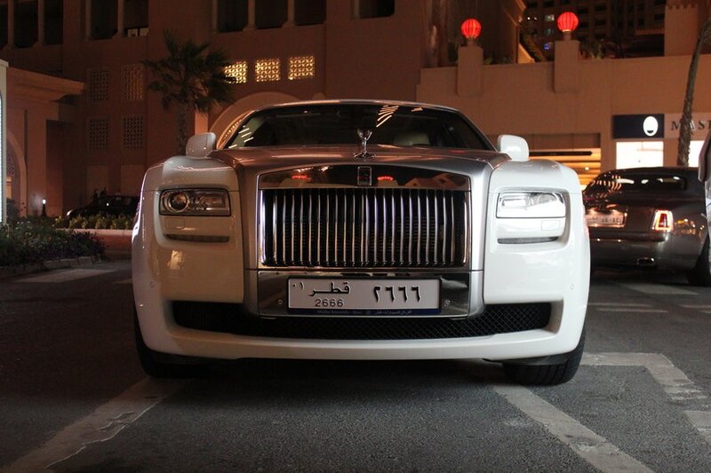 White Rolls-royce Car — Dramatic, Night