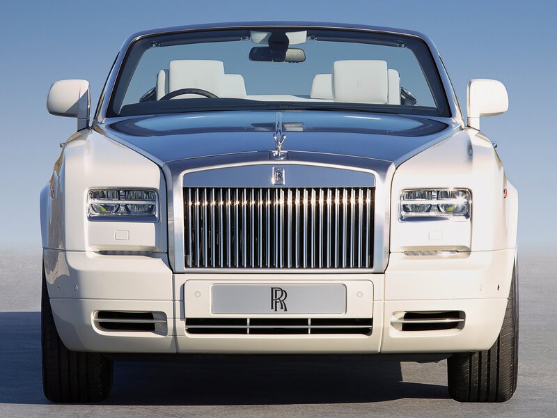 White Rolls-Royce Convertible — Serene, Afternoon, Photograph, Car, Grille
