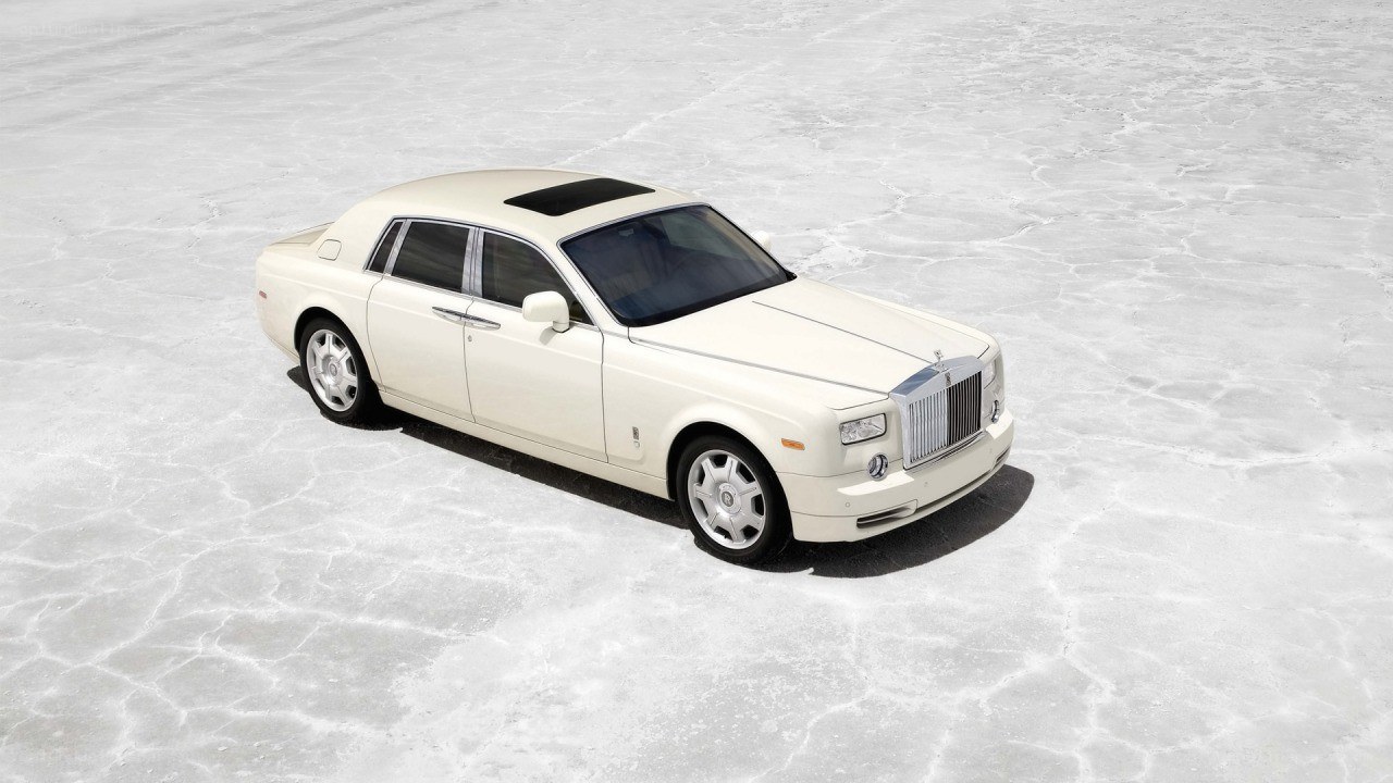 White Rolls-Royce on cracked ice