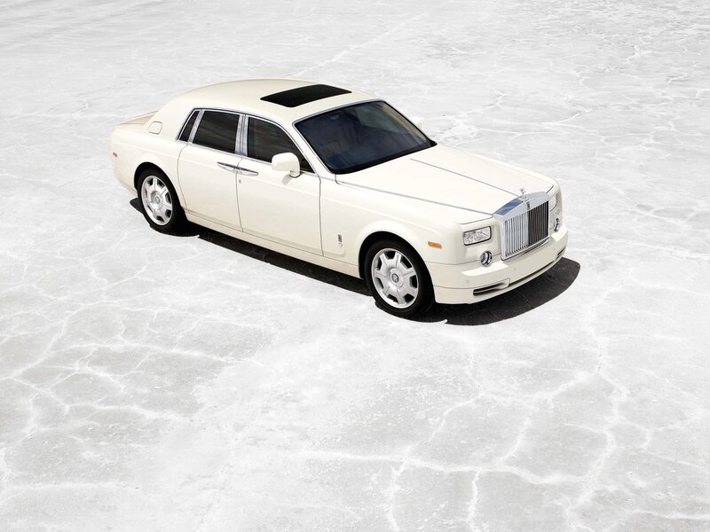 White Rolls-Royce on cracked surface