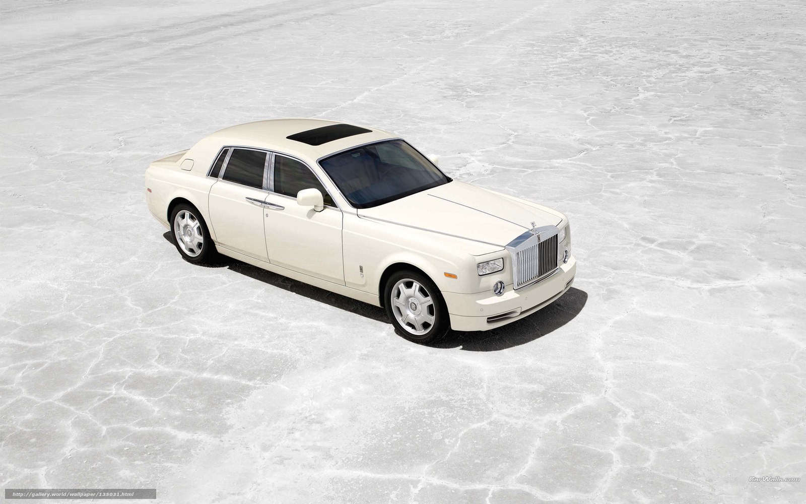 White Rolls-Royce on cracked surface