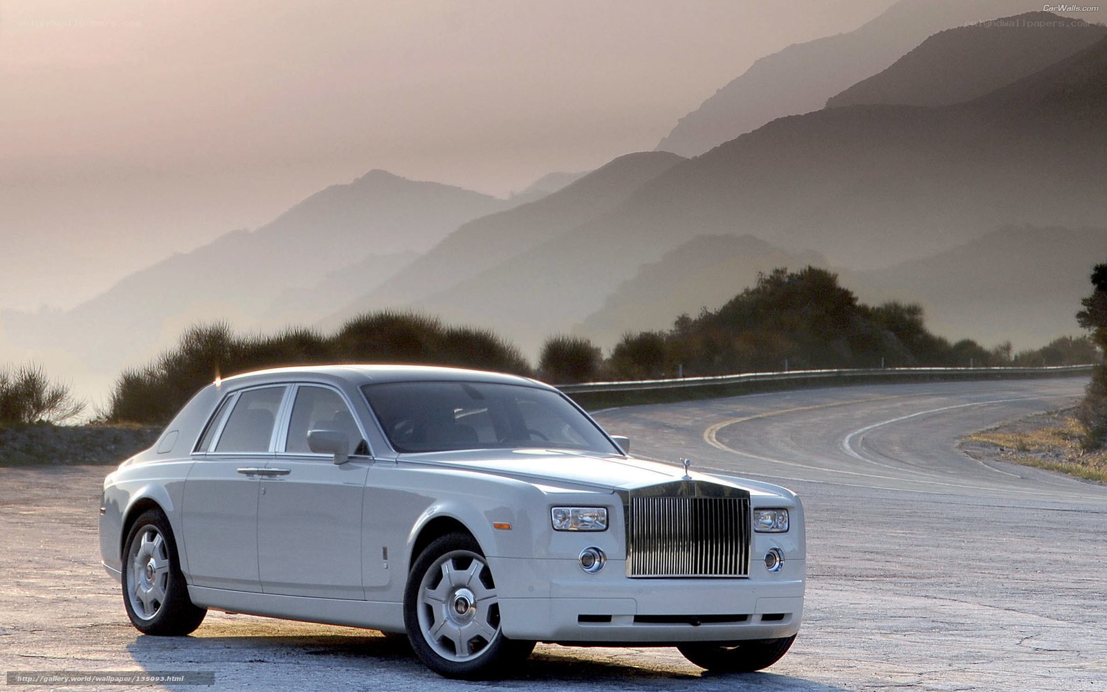 White Rolls-Royce on mountain road