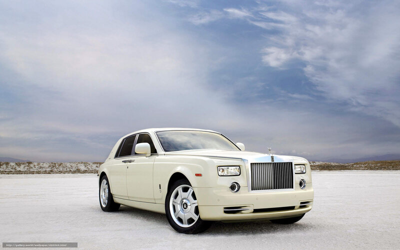 White Rolls-Royce on salt flat