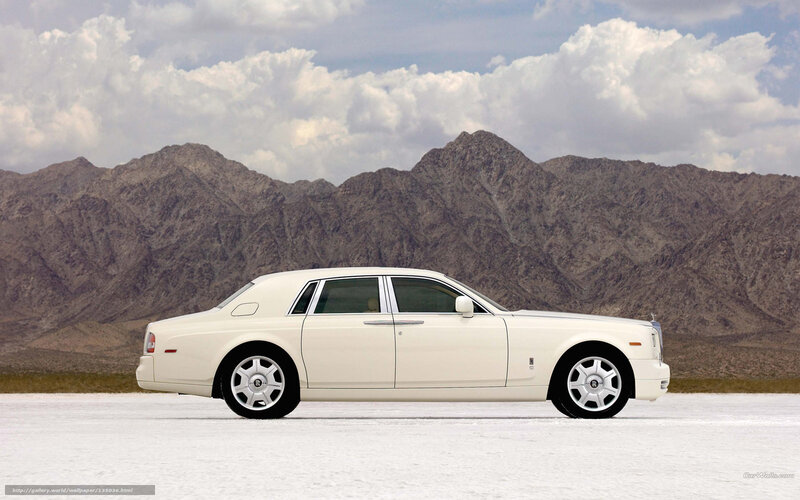 White Rolls-Royce on salt flat