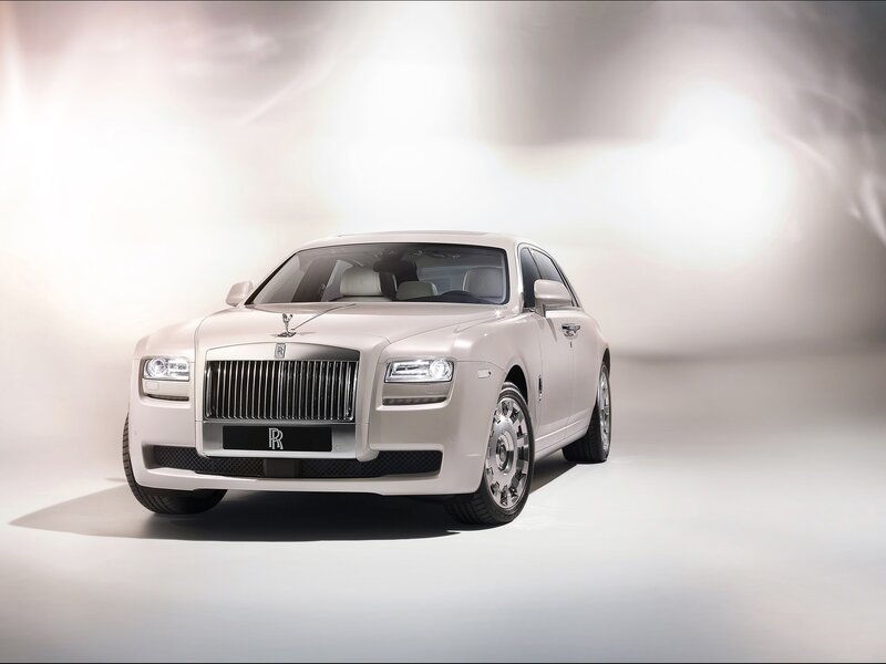 White Rolls-Royce Sedan — Dramatic, Photograph