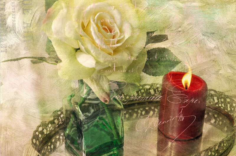 White Rose and Candle — Green