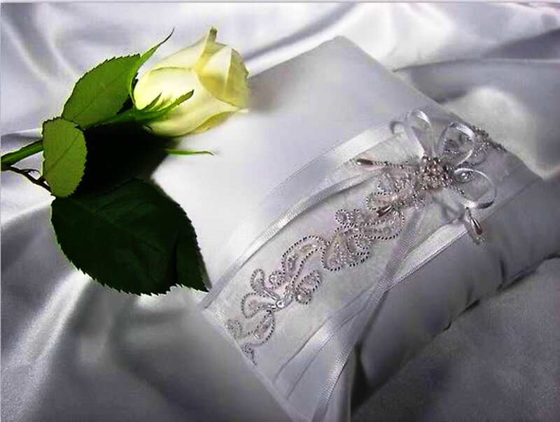White Rose and Ring Pillow