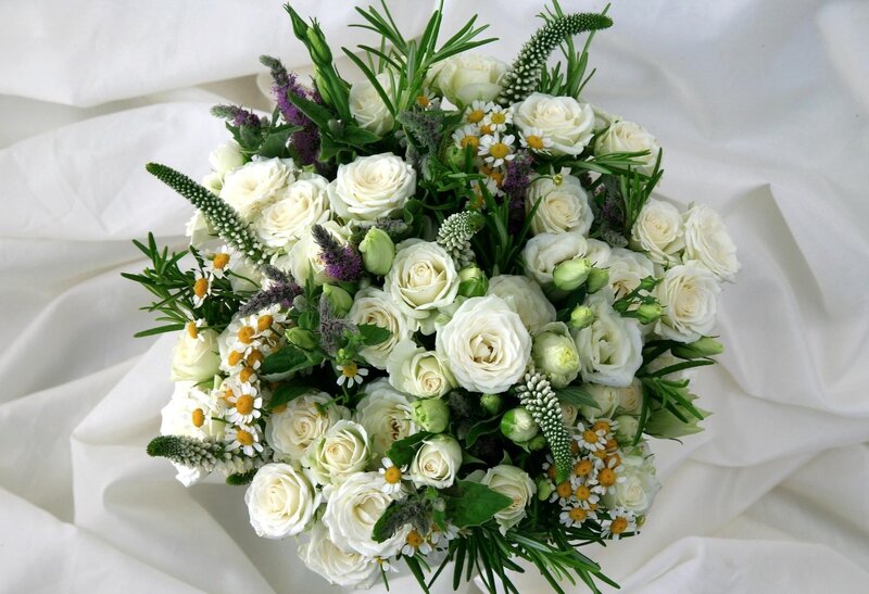 white rose bouquet