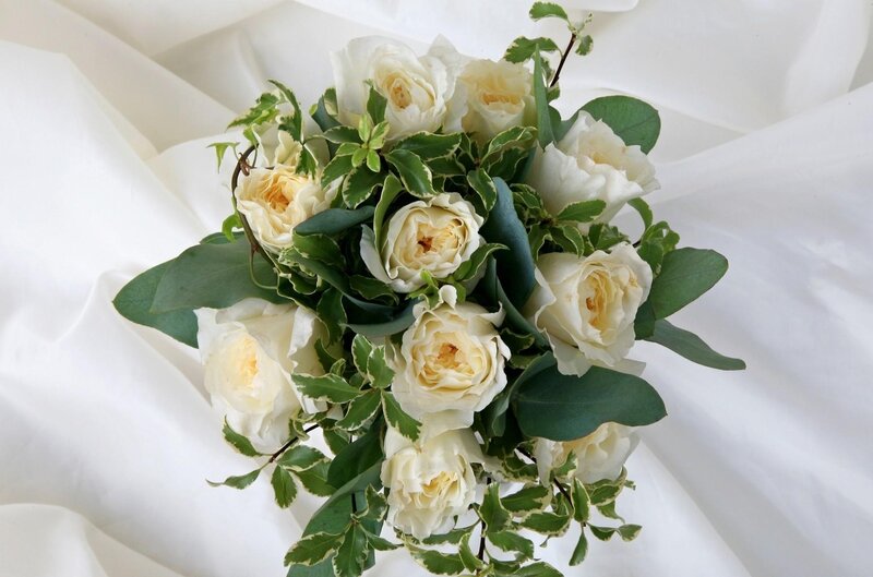 white rose bouquet
