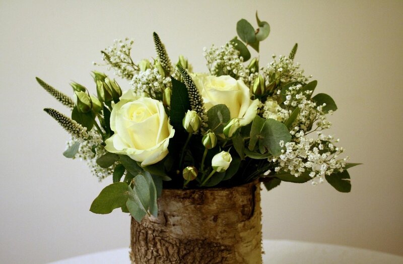 White Rose Bouquet — Calm, Photograph, Eucalyptus