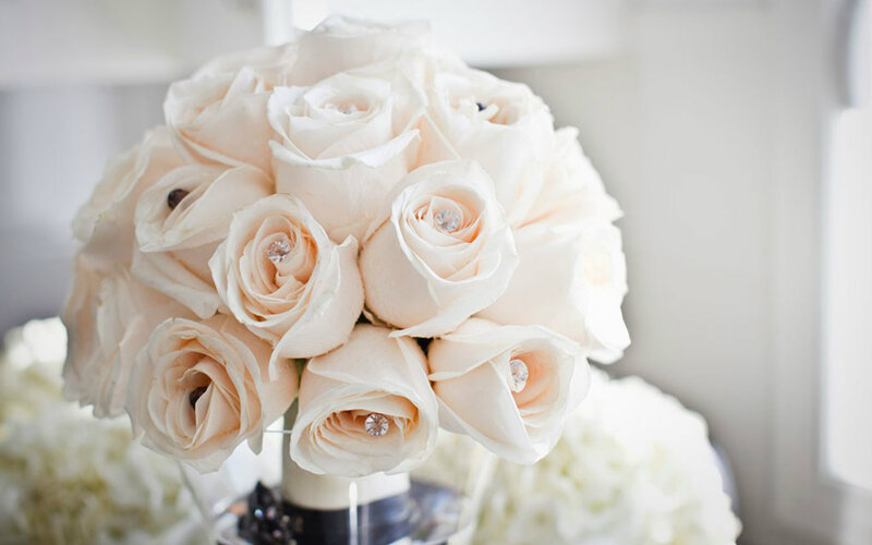 White Rose Bouquet — Elegant, Photograph, Diamonds