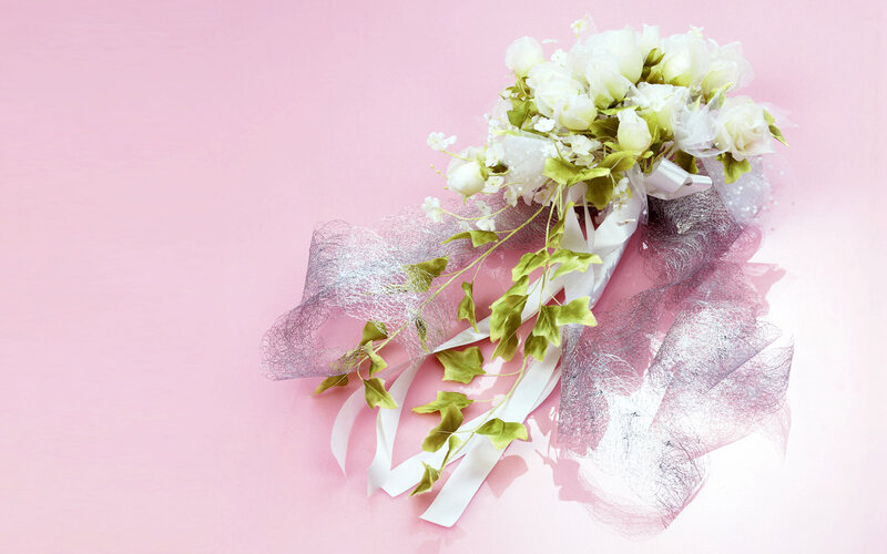 White Rose Bouquet — Pink, Calm, Photograph