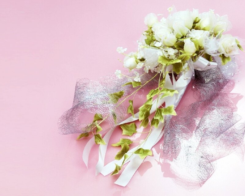 White Rose Bouquet — Pink