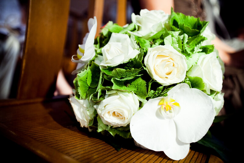 White Rose Bouquet — Serene, Afternoon, Photograph, Green Leaves
